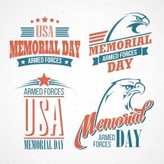 Memorial Day Typographic card with the American flag and eagle N3