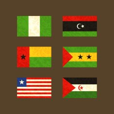 Flags of Nigeria Libya Guinea-Bissau Sao Tom&eacute; and Pr&iacute;ncipe