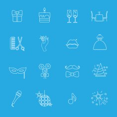Party and Celebration icon set Vector silhouette illustration
