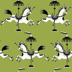 Vintage carousel horse Black and white Seamless background pattern