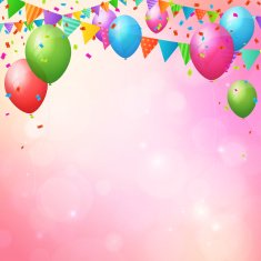 happy birthday background with balloons and flags N2