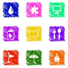 Vector colorful grungy icons set