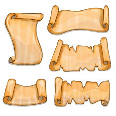 Set of old paper scrolls