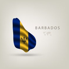 Flag of BARBADOS as a country with shadow