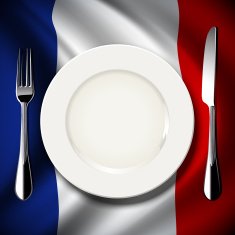Vector table setting on France flag background