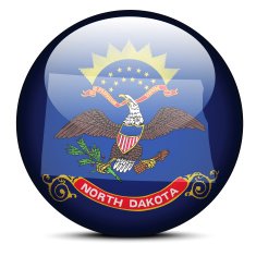 Map on flag button of USA North Dakota State