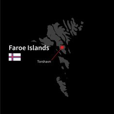 Detailed map of Faroe Islands and capital city Torshavn with