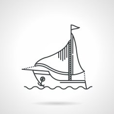 Black line vector icon for sailing yacht