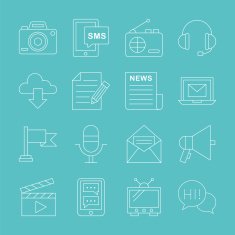 Media electronic line icon set N2