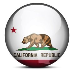 Map on flag button of USA California State
