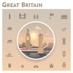 United Kingdom travel icon set