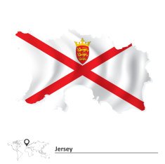 Map of Jersey with flag