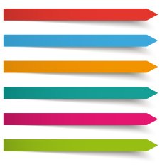 6 Colored Banners Long Arrows