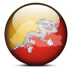 Map on flag button of Kingdom Bhutan