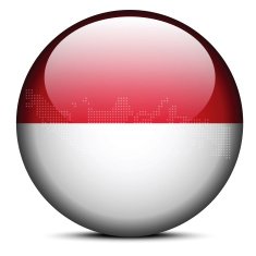 Map with Dot Pattern on flag button of Indonesia