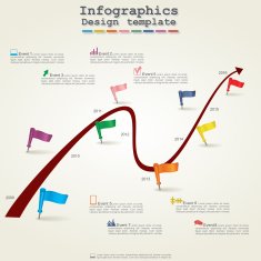 Timeline infographics with elements and icons Vector