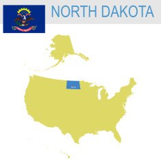 USA state Of North Dakota's map and Flag N2