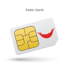 Easter Island mobile phone sim card with flag