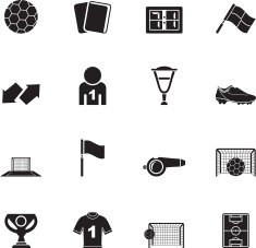 Silhouette football soccer and sport icons