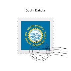 State of South Dakota flag postage stamp
