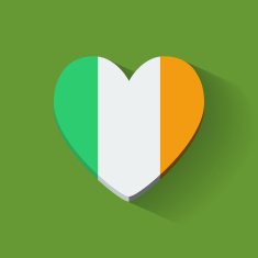 Heart-shaped icon with flag of Ireland
