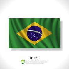 Brazil waving flag isolated against white background vector illustration