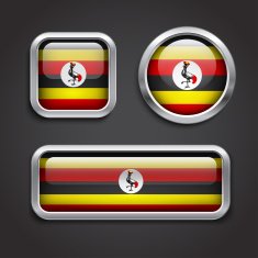 Uganda flag glass buttons