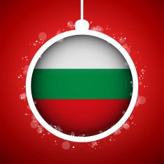 Merry Christmas Red Ball with Flag Bulgaria