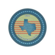 Label with map of texas Denim style Vector eps10