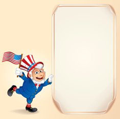 Cartoon Uncle Sam with USA Flag Vector Background