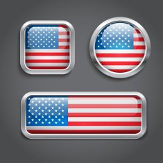 USA flag glass buttons
