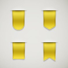 set of yellow ribbons different shapes