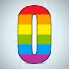 Gay Pride Glass Alphabet with Rainbow Flag N4
