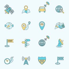 Mobile navigation icons flat line