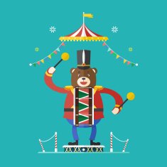 Bear drummer circus theme Vector illustration