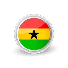 Vector rounded flag button icon of Ghana