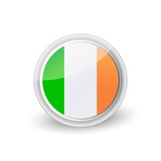 Vector rounded flag button icon of Ireland