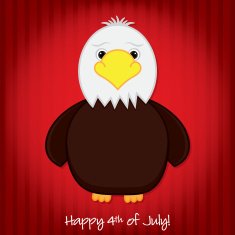Cute cartoon eagle Independence Day card in vector format N7