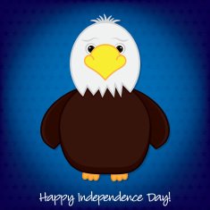 Cute cartoon eagle Independence Day card in vector format N8