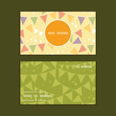 Vector party decorations bunting vertical round frame pattern business cards N2