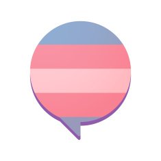 comic balloon with a transgender pride flag