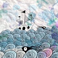 graphic ship at sea