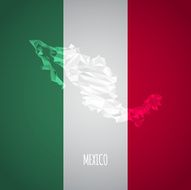 Low Poly Mexico Map with National Colors