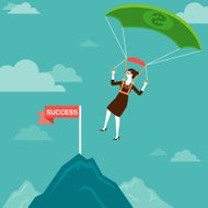 Parachuting Investor Landing on Mountain Peak