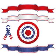 Banners and ribbons with USA symbolism
