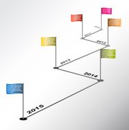 Vector infographic timeline report with colored flags