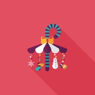 Decorative candy cane flat icon with long shadow eps10 N5