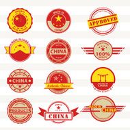 Set of various Made in China graphics and labels