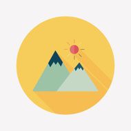 Mountain tourist flat icon with long shadow N29