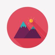 Mountain tourist flat icon with long shadow N30